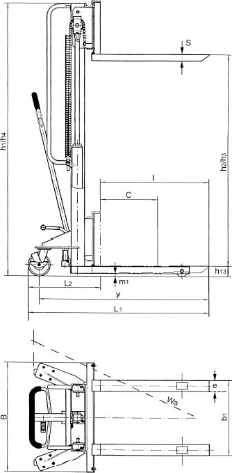 Hydraulikstapler Modell HV 0516 Skizze