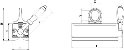 Abmessungen FX-R Universal Permanent Lasthebemagnet