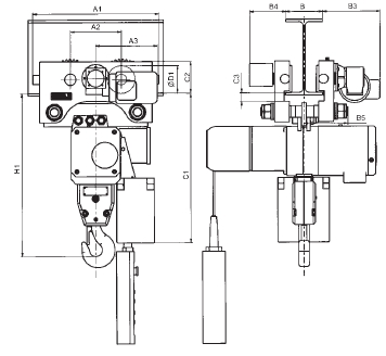 Skizze Hadef Elektrokettenzug Figur 66/04 AKE