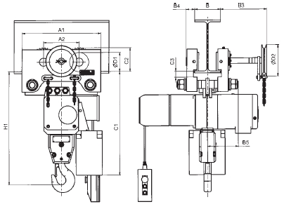 Skizze Hadef Elektrokettenzug Figur 66/04 AKR