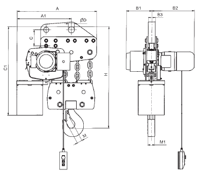 Skizze Hadef Elektrokettenzug Figur 66/04 AKS