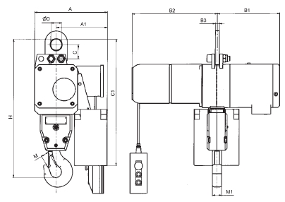 Skizze Hadef Elektrokettenzug Figur 66/04 AKS