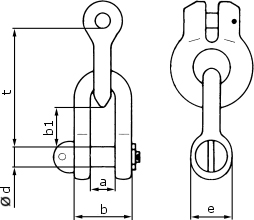 Abmessungen Gabelkopfverbinder mit Schäkel GVS