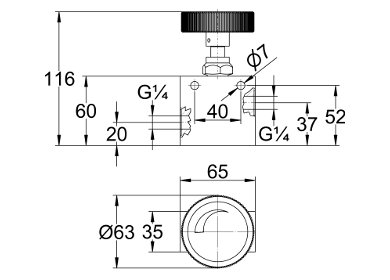 Absperrdrosselventil ADV-1 Maßbild