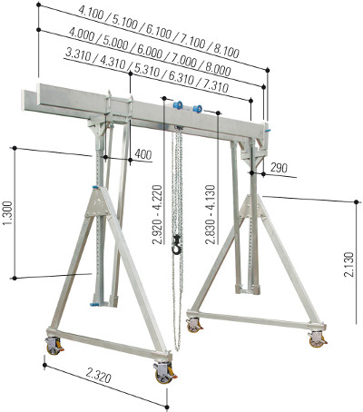 Alu Portalkran in hoher Ausführung