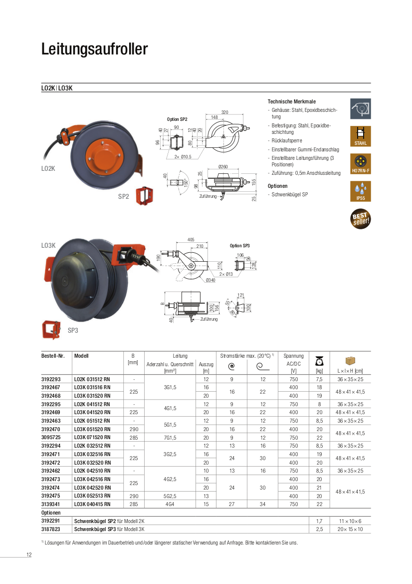 Hersteller-Katalog Aufroller, Federzüge, Balancer