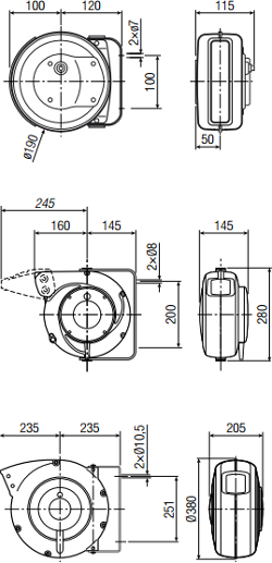 Leitungsaufroller Typen LF1KP LF2KP LF3KP