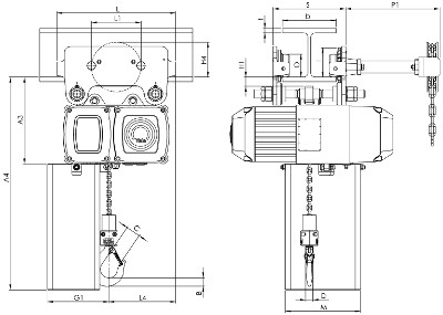 Modell CPV/CPVF, Festverbindung mit Roll- oder Haspelfahrwerk