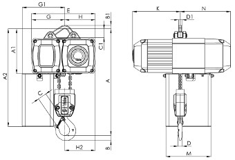 Modell CPV/CPVF mit Aufhängebügel,<br>500-2000 kg, zweisträngig