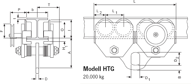 Skizze Yale Haspelfahrwerk HTG 20t