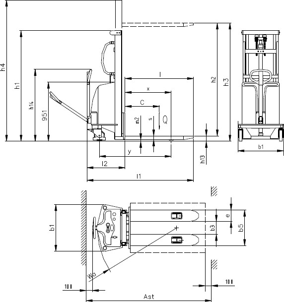 Gabelhuchhubwagen EHH PSE Skizze