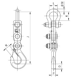 Zugkraftaufnehmers TZL mit Schäkel und Haken