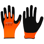 Handrücken orange, mit schwarzer Mikro-Schaum-Latex-Beschichtung